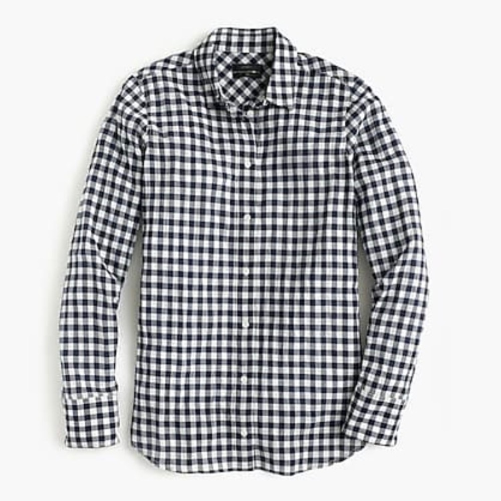JCREW BOY PETITE CRINKLE CLASSIC NAVY GINGHAM TOP